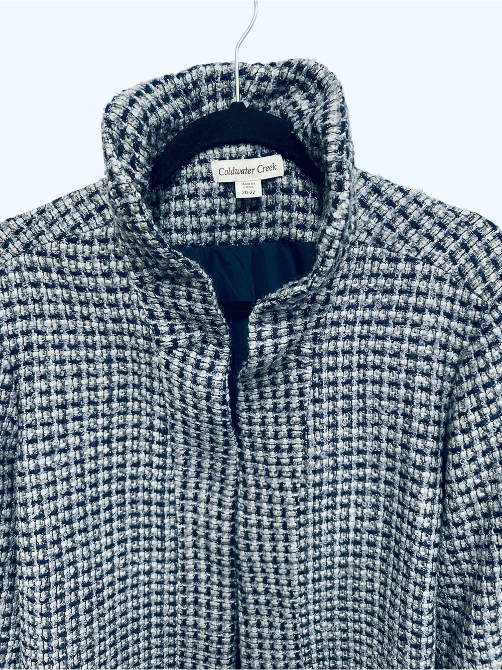 Coldwater Creek open front wool blend tweed blazer blue grey metallic Size 20/22 - Picture 3 of 12